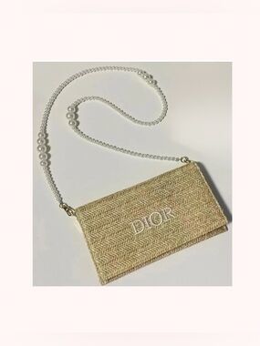Dior Beauty Raffia Pouch Pearl Strap VIP Item - Cosmetic Bag